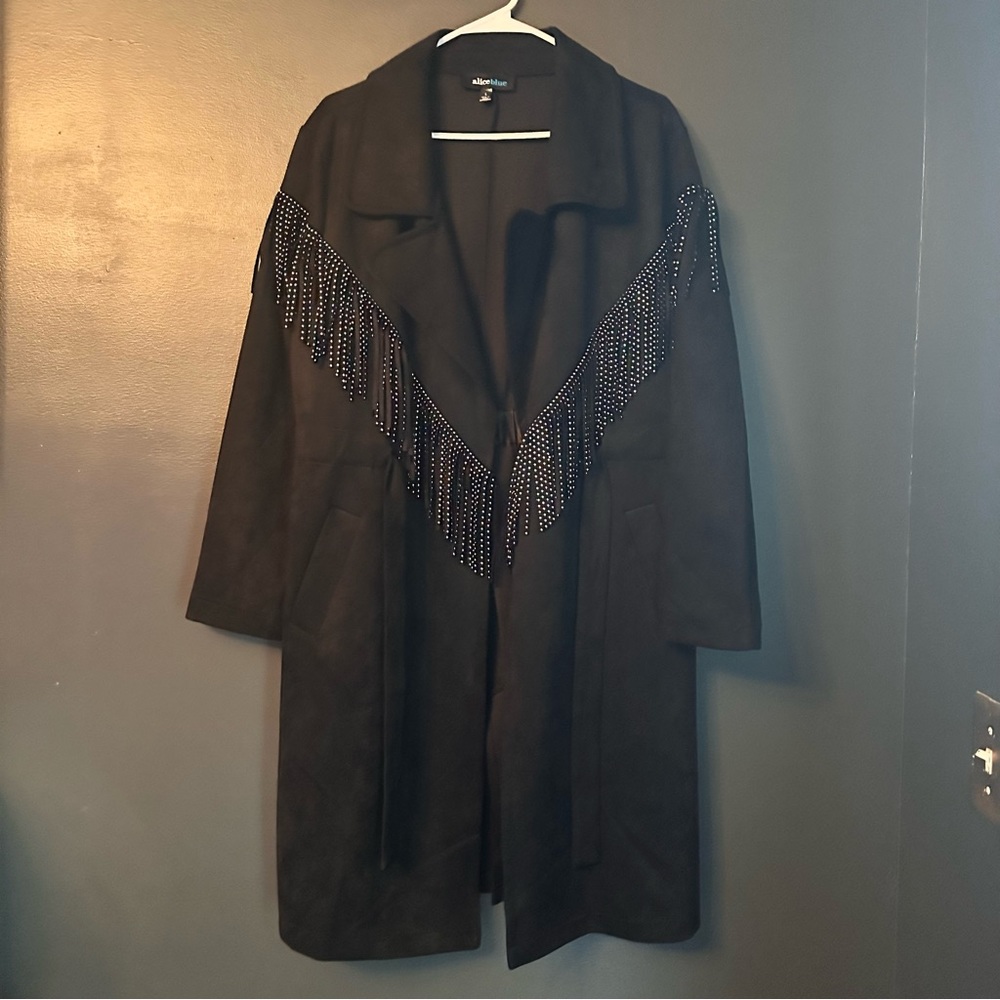 Alice Blue Trench Coat Fringe